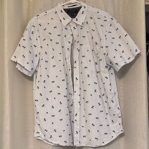 Banana Republic White Shirt with Navy Palm Print